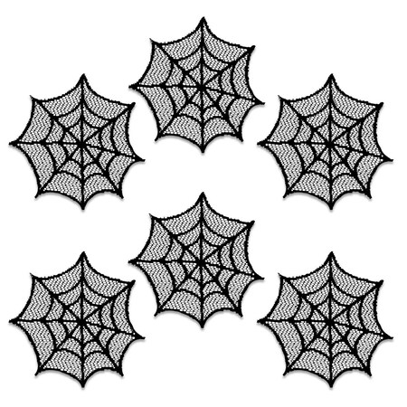 Heritage Lace 6 in. Spider Web Doily - Black - Set of 6 HW-0600B-S